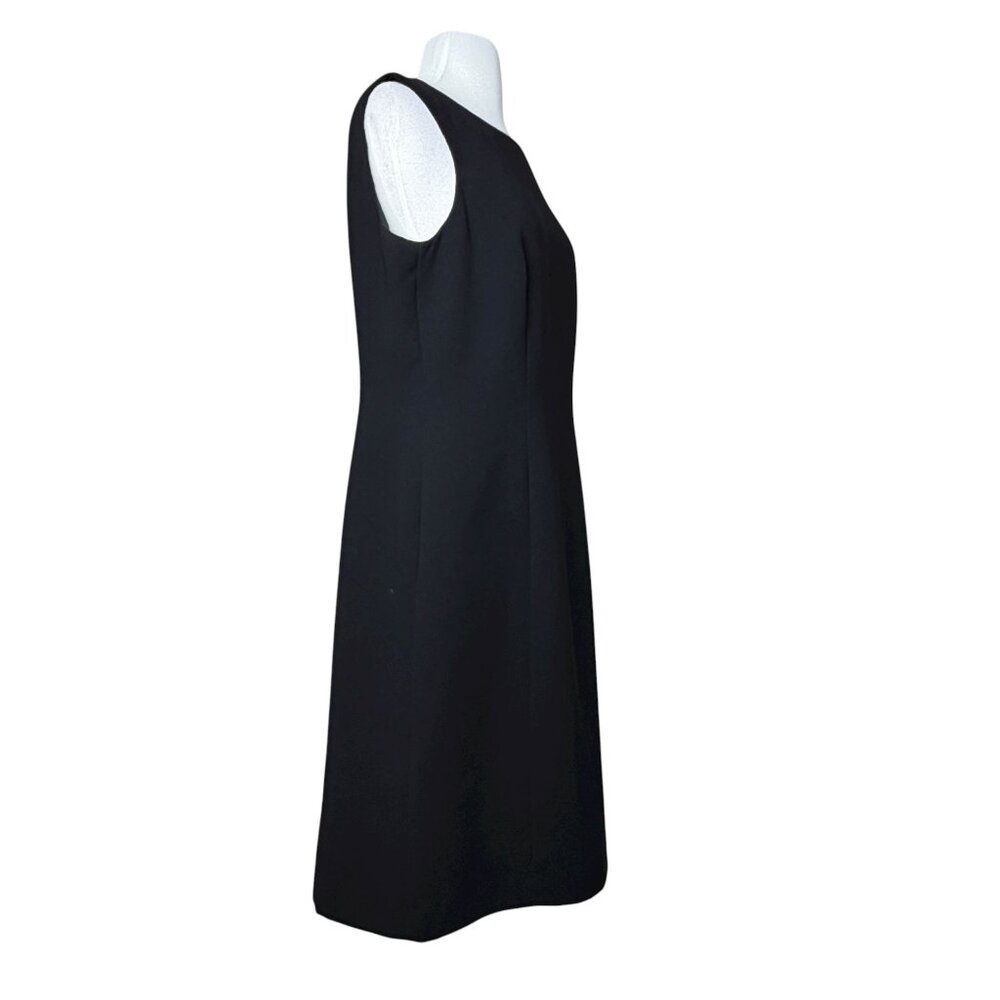 Tahari Solid Black Sheath Dress Sleeveless Size 10 Petite - Picture 2 of 8